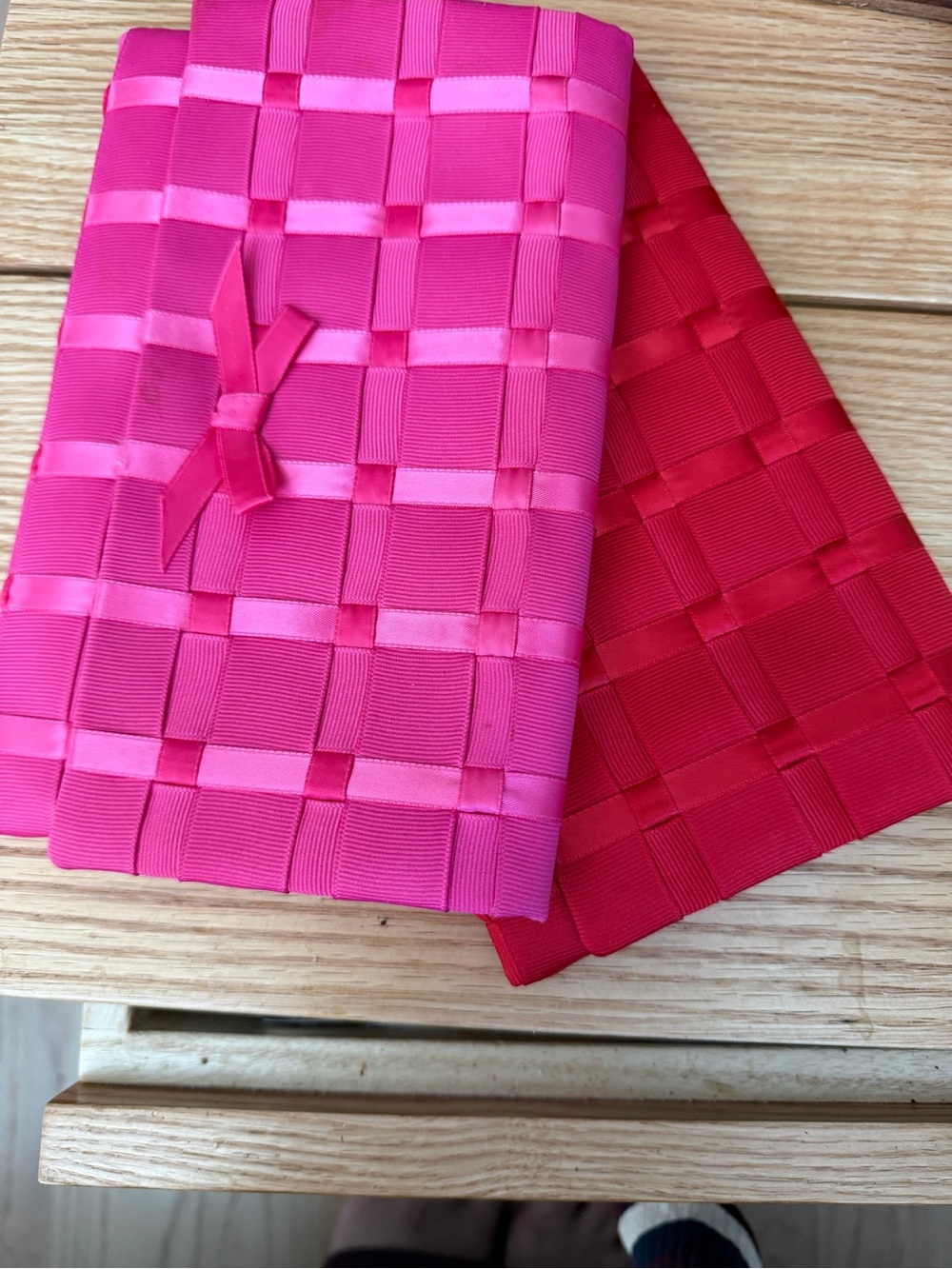 🎀 Vintage Briar Patch Designs Woven Ribbon Clutch Purses (Lot of 2) 1 pink 1 red